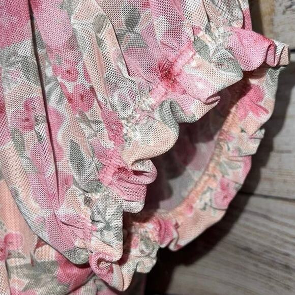 Madden NYC Floral Print Puff Sleeve Crop Top women’s size large - Picture 6 of 8